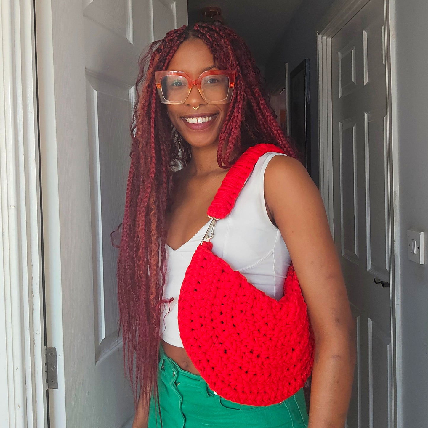 red crochet bag tiana esparon Make it at market