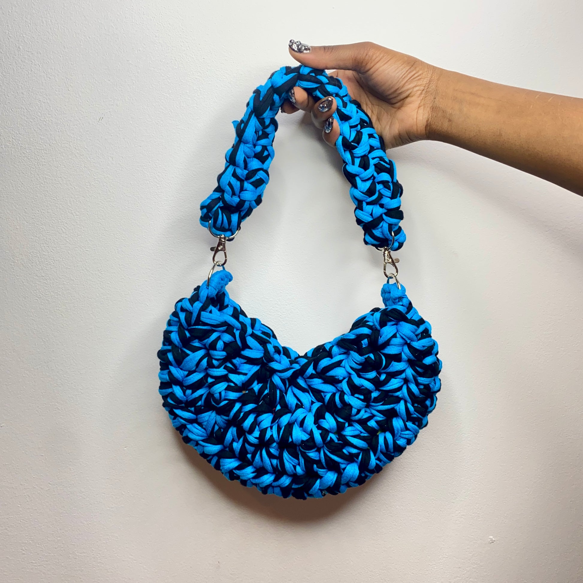 tiana esparon black blue crochet bag