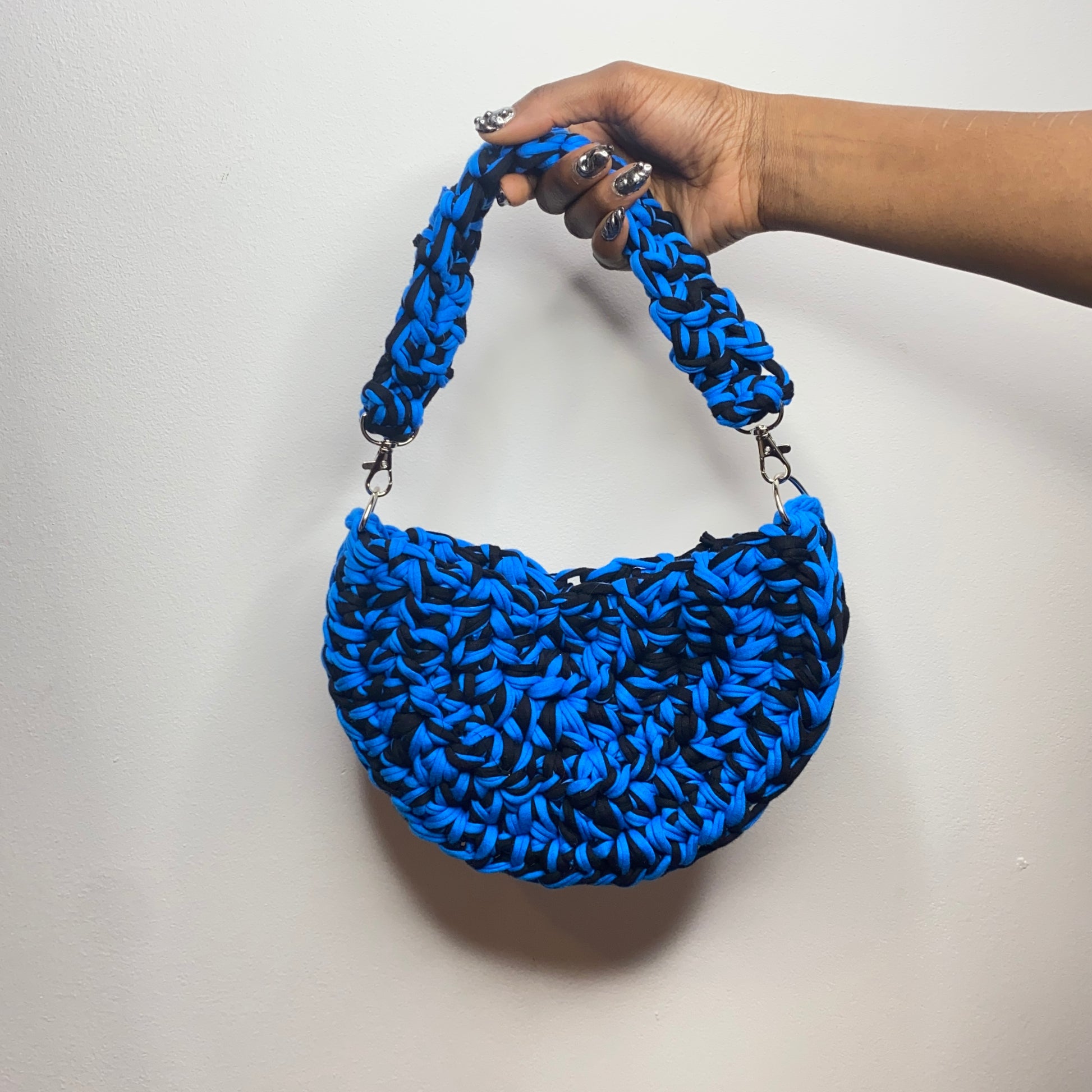 tiana esparon black blue crochet bag