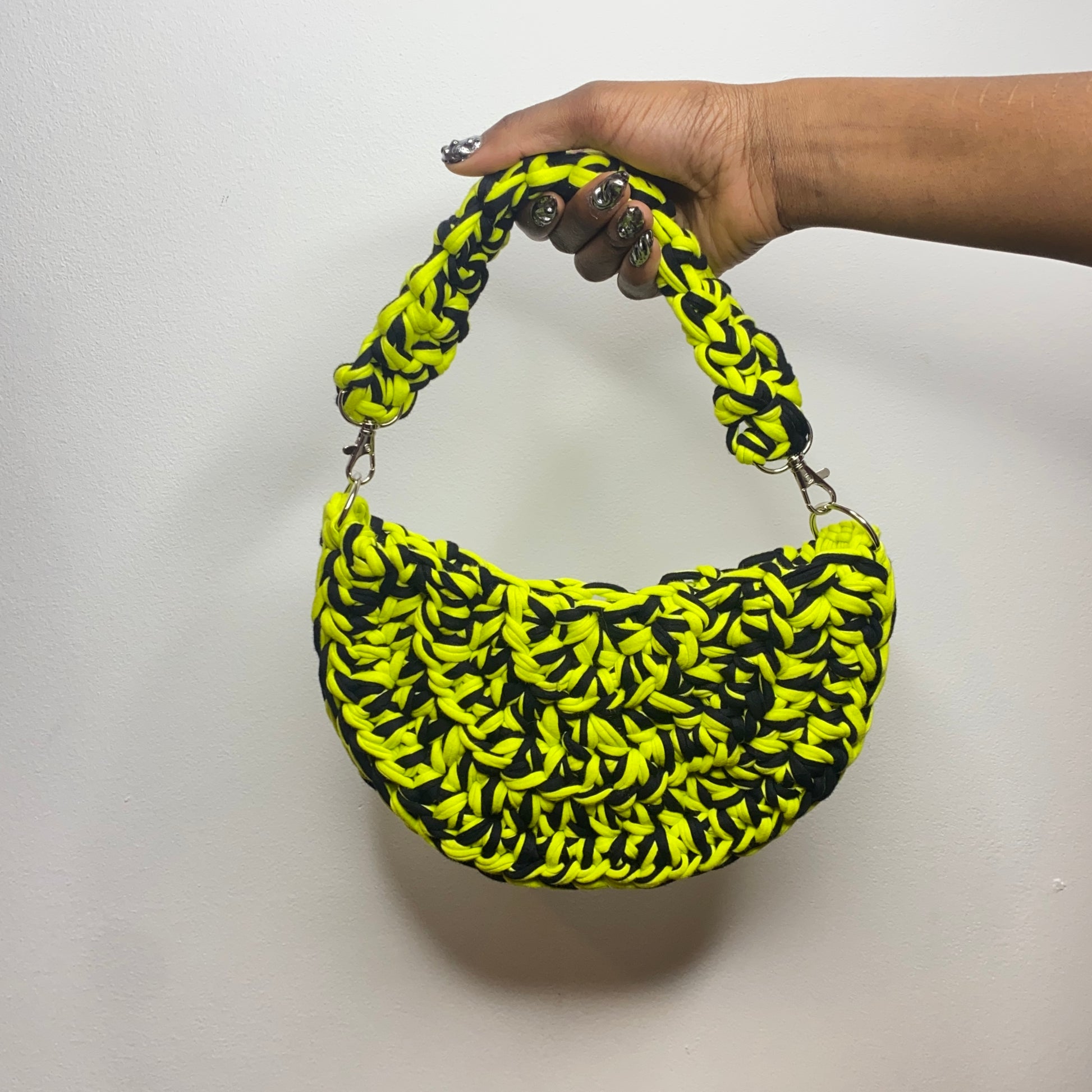 tiana esparon yellow black crochet bag