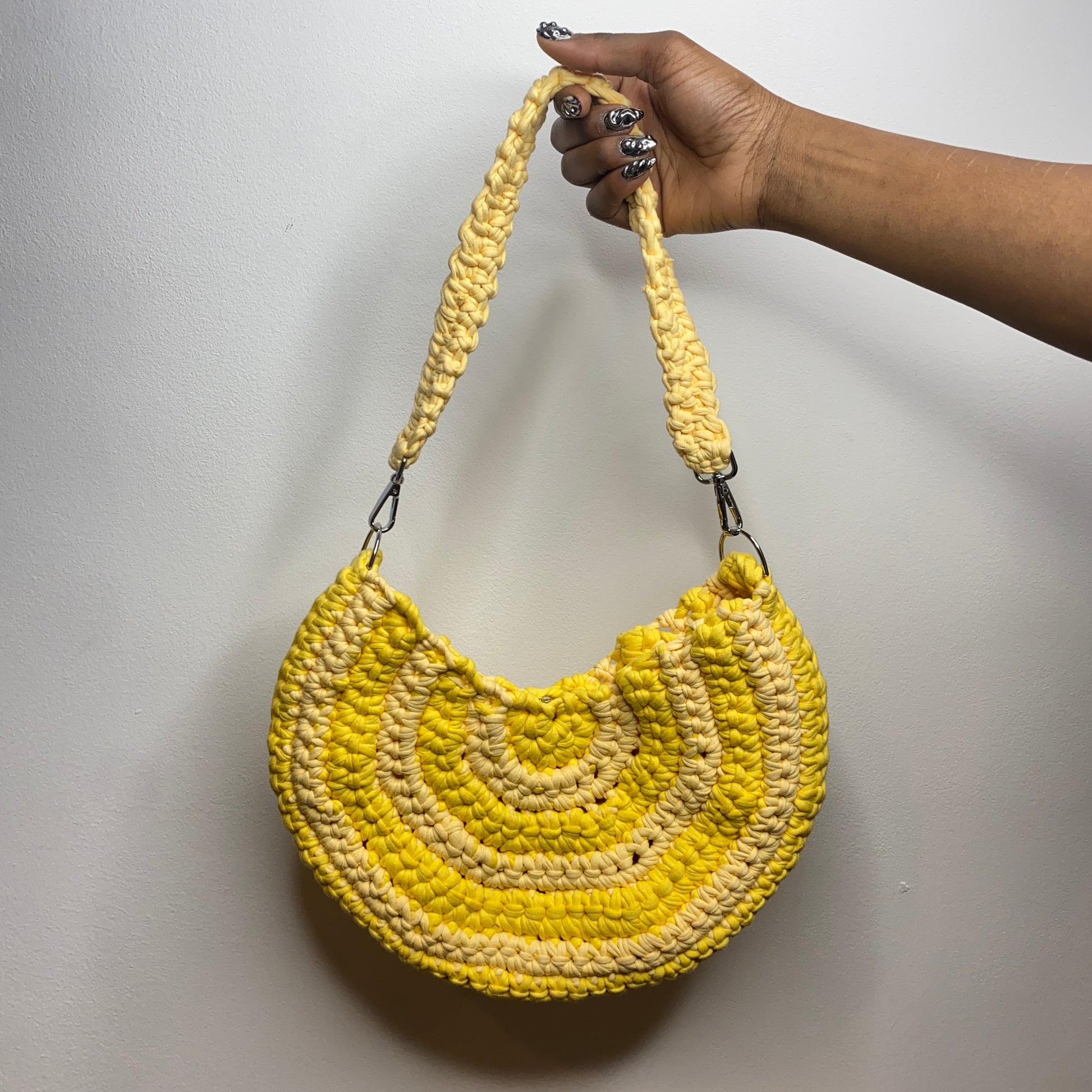 tiana esparon yellow crochet bag