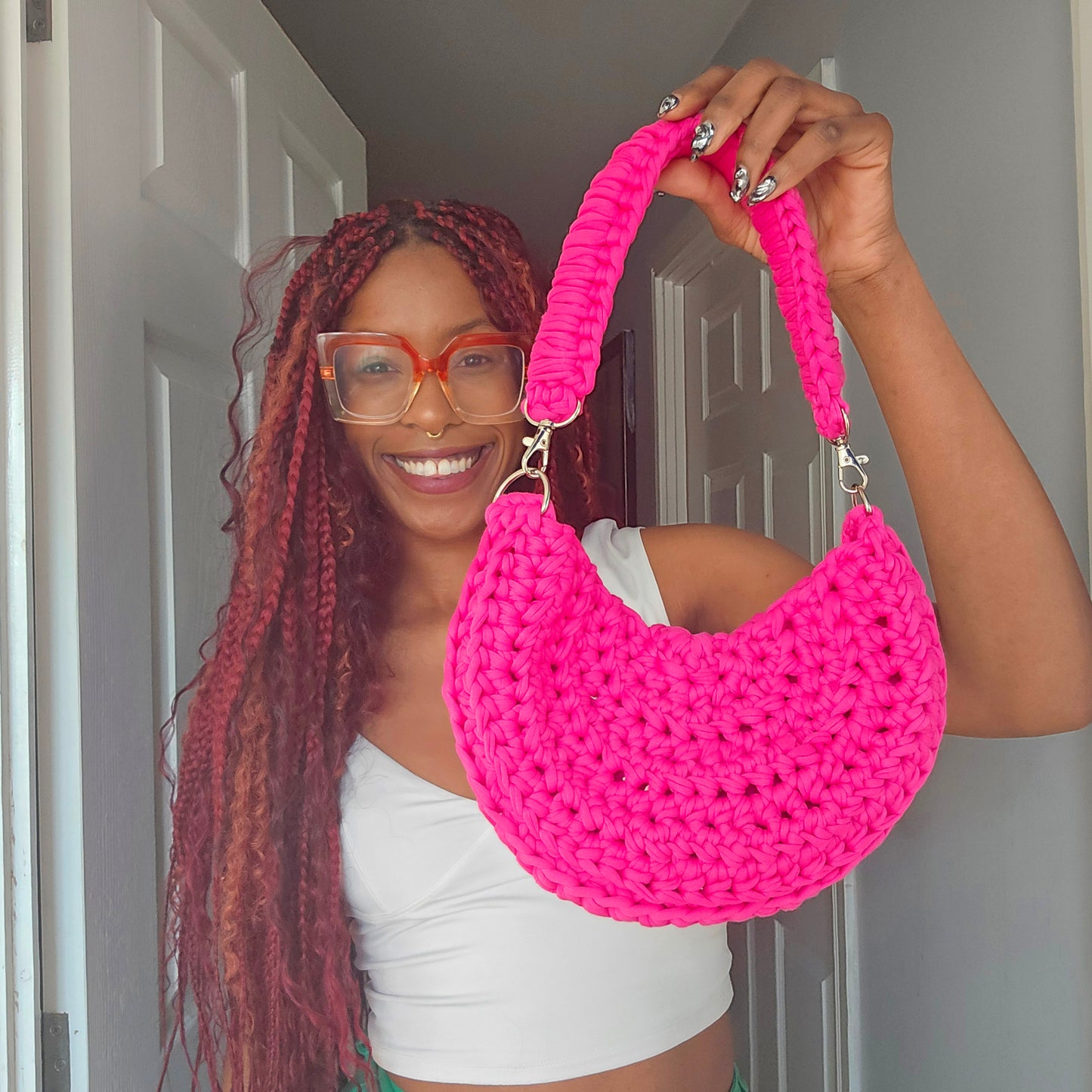 tiana esparon pink crochet bag Make it at market 